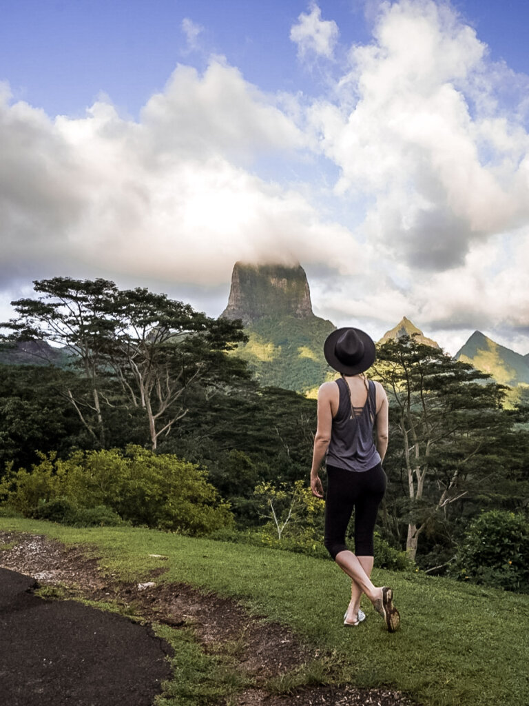 Monica at Belvedere Lookout, one of Things To Do in Moorea, French Polynesia.