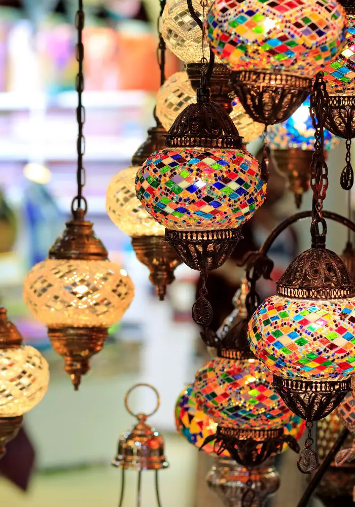 Bright and colorful lanterns at the Grand Bazaar - an essential stop on your One Day in Istanbul Itinerary.