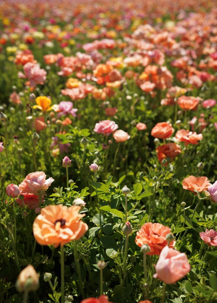 Colorful ranunculas in Carlsbad, one of The Best California Flower Fields.