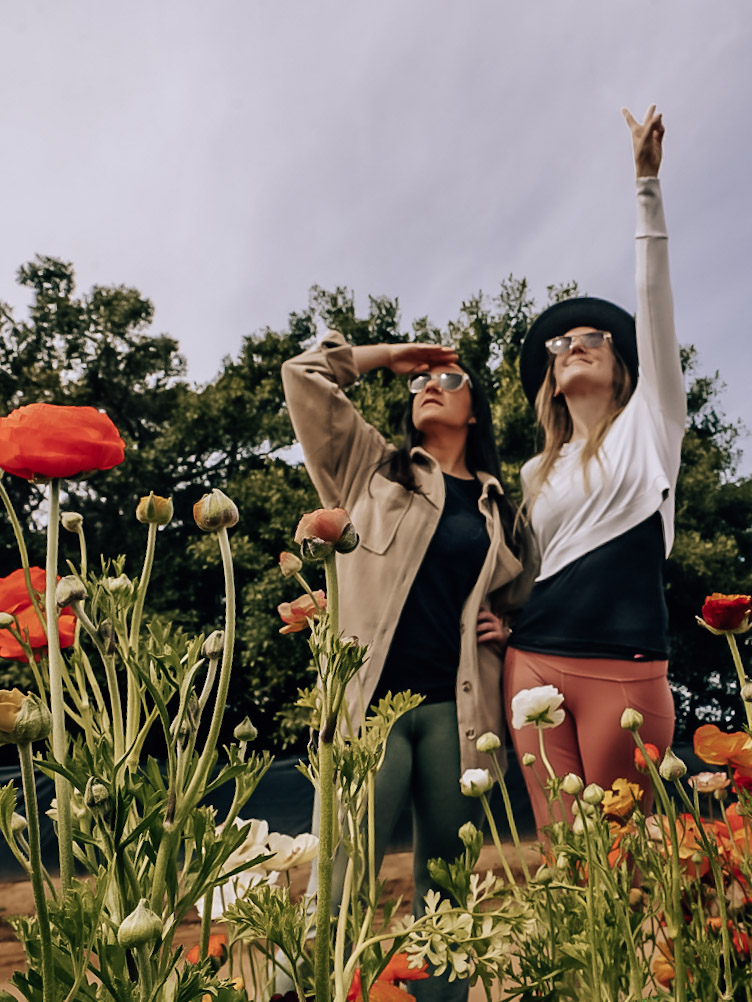 Monica and Dana in the Carlsbad Flower Fields in April.