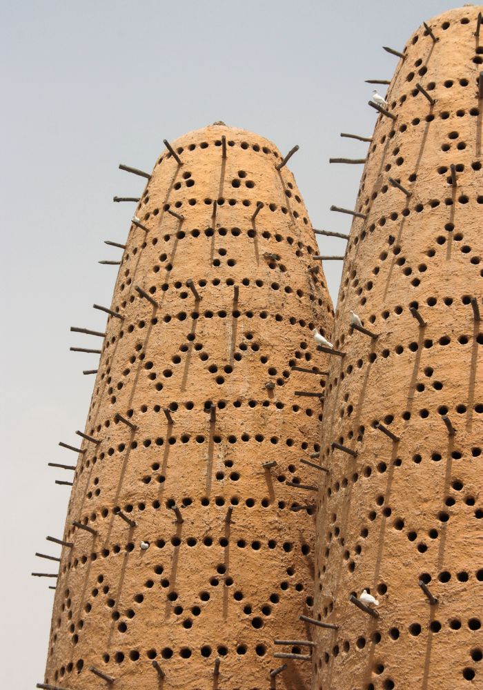 The detailed designs on the Pigeon Towers at Katara Village.
