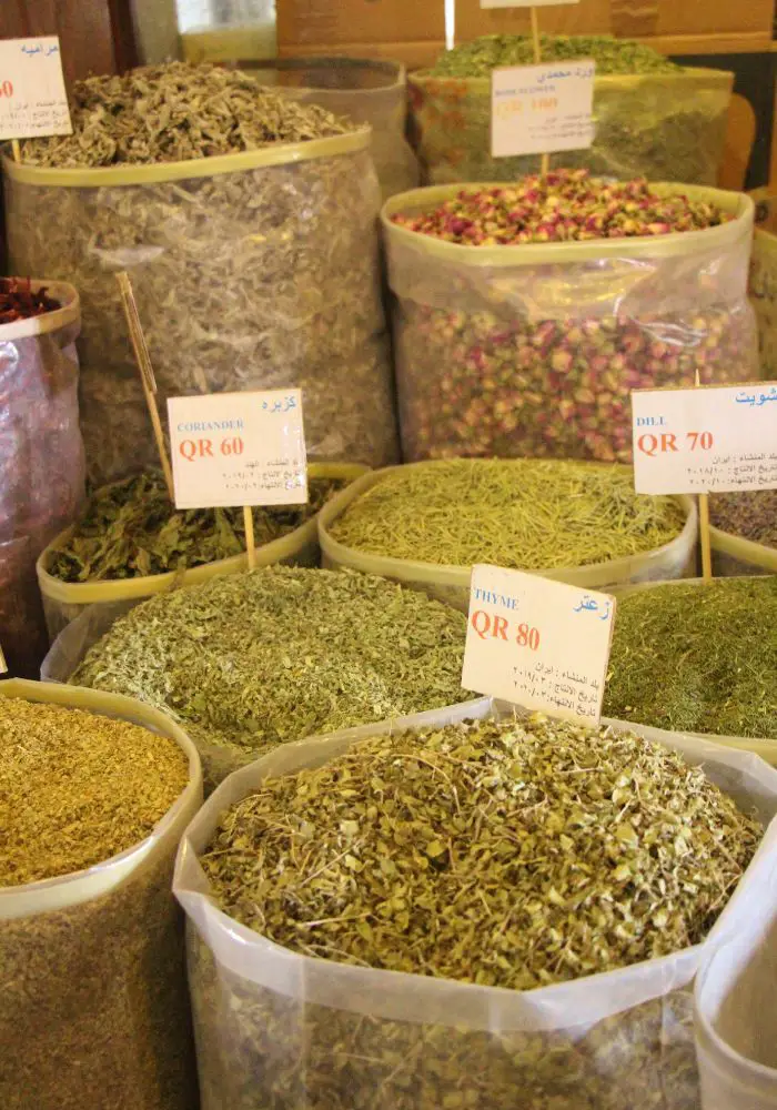 Aromatic spices in Souq Waqif, one of the best Places To Visit in Doha, Qatar.