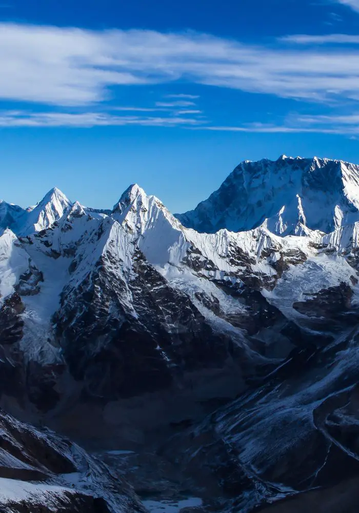 An aerial view of the Himalayas, one of the Best Places To Visit in Kathmandu, Nepal.