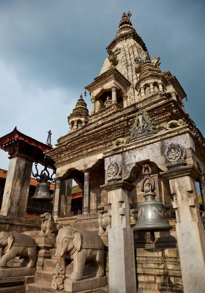 The tan colored architecture at Bhaktapur Durbar Square, one of the Best Places To Visit in Kathmandu, Nepal.