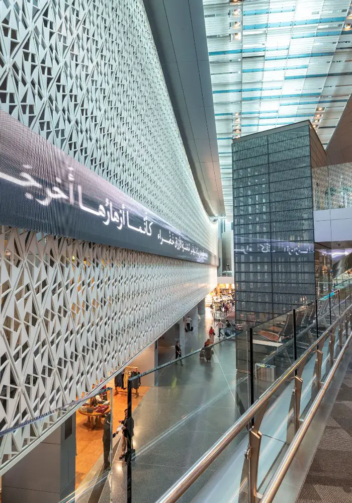 The interior of Doha's airport, one of the best places to see on a Doha stopover or Doha layover.