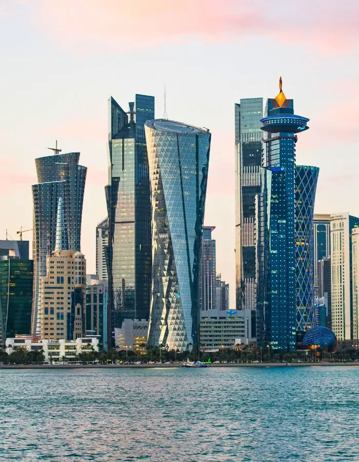 The skyline of Downtown Doha, one of the best places to see on a Doha stopover or Doha layover.