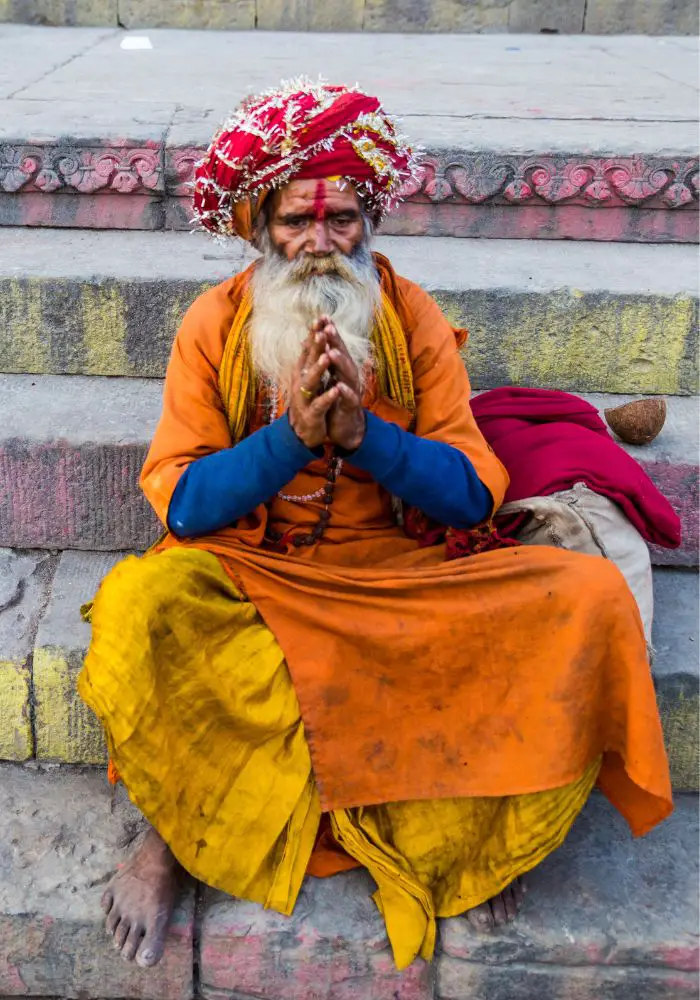 A colorfully clothed Sadhu man - Is Nepal Safe for Solo Female Travel?