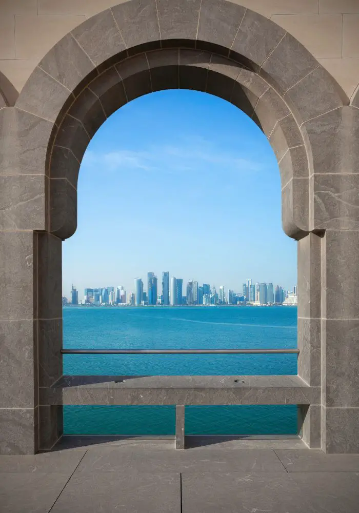 The Doha city skyline from the corniche.