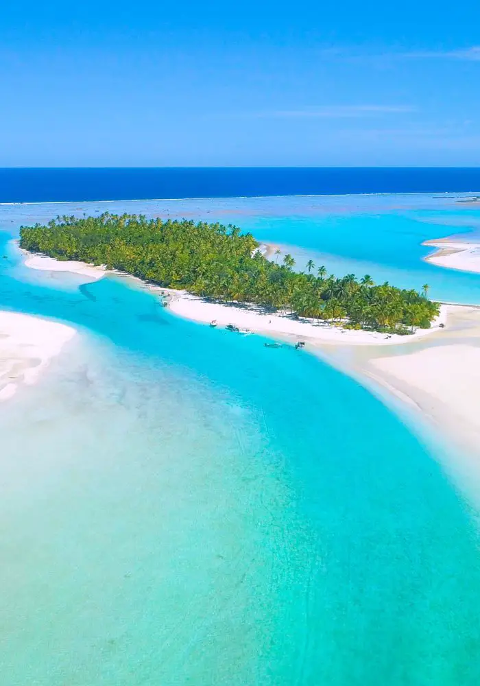 An aerial view of One Foot Island in the Cook Islands.