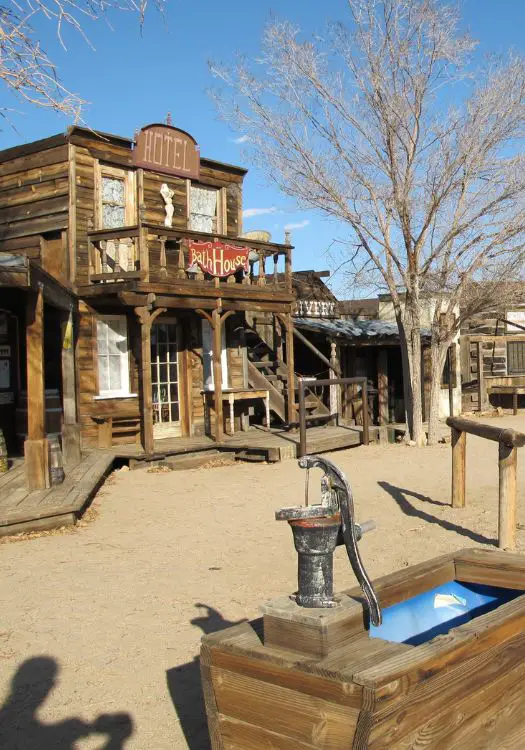 The wooden buildings of Pioneertown, one of the best day trips from Palm Springs.