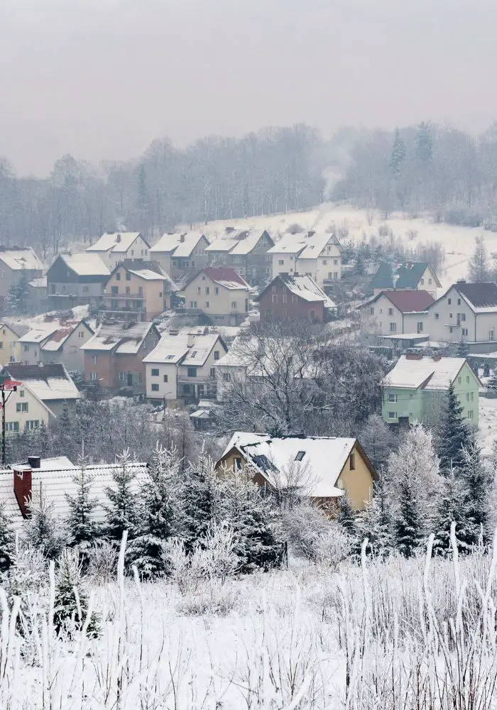 Snow in Poland in the mountain regions, where people go for ski vacations.