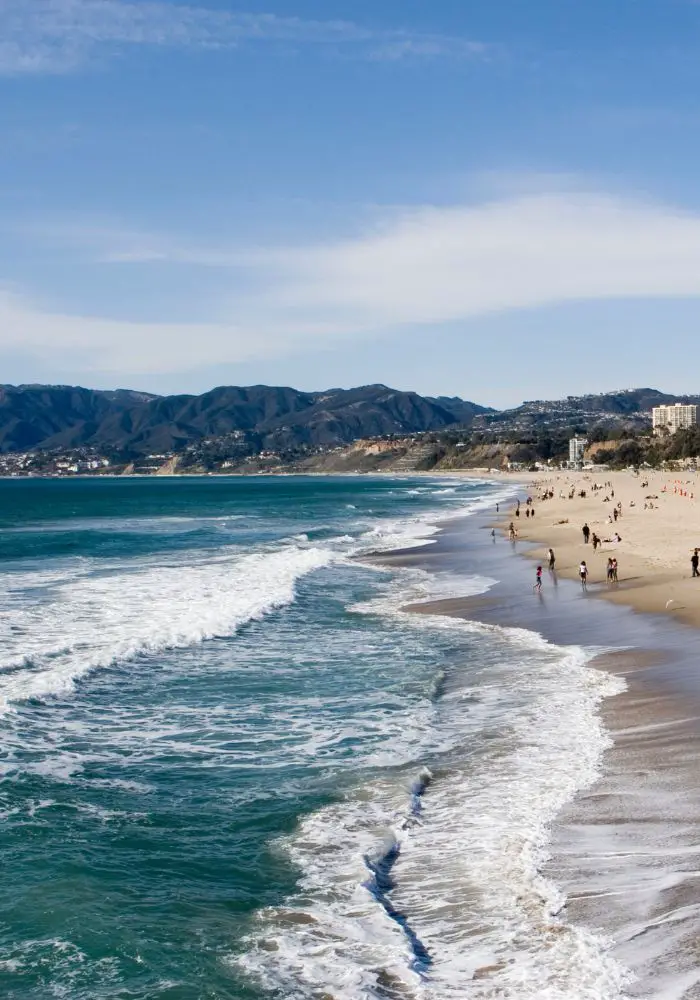 The beach in Santa Monica, one of the best weekend trips from San Diego.