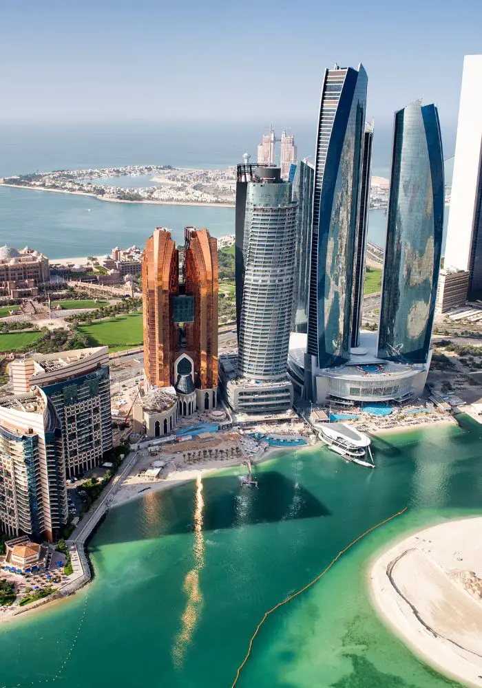 An aerial view of Abu Dhabi's skyscrapers.