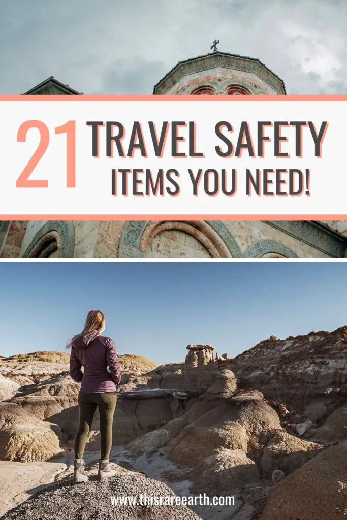 21 Travel Safety Items Pinterest pin.
